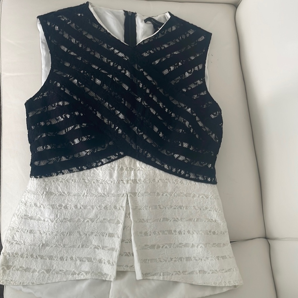 Lace Black & White Top